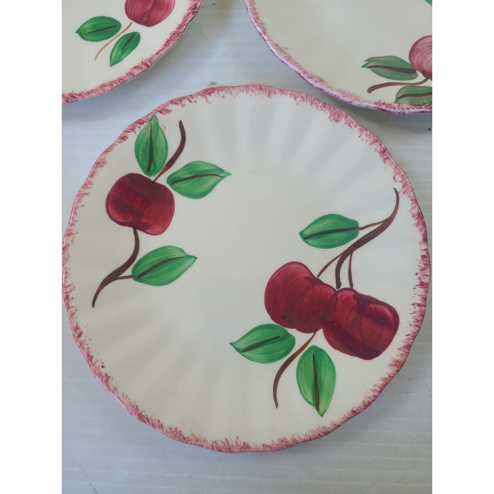 Blue Ridge Southern Pottery Bread Plate Apple Cherry Set Of 5 - Picture 2 of 8